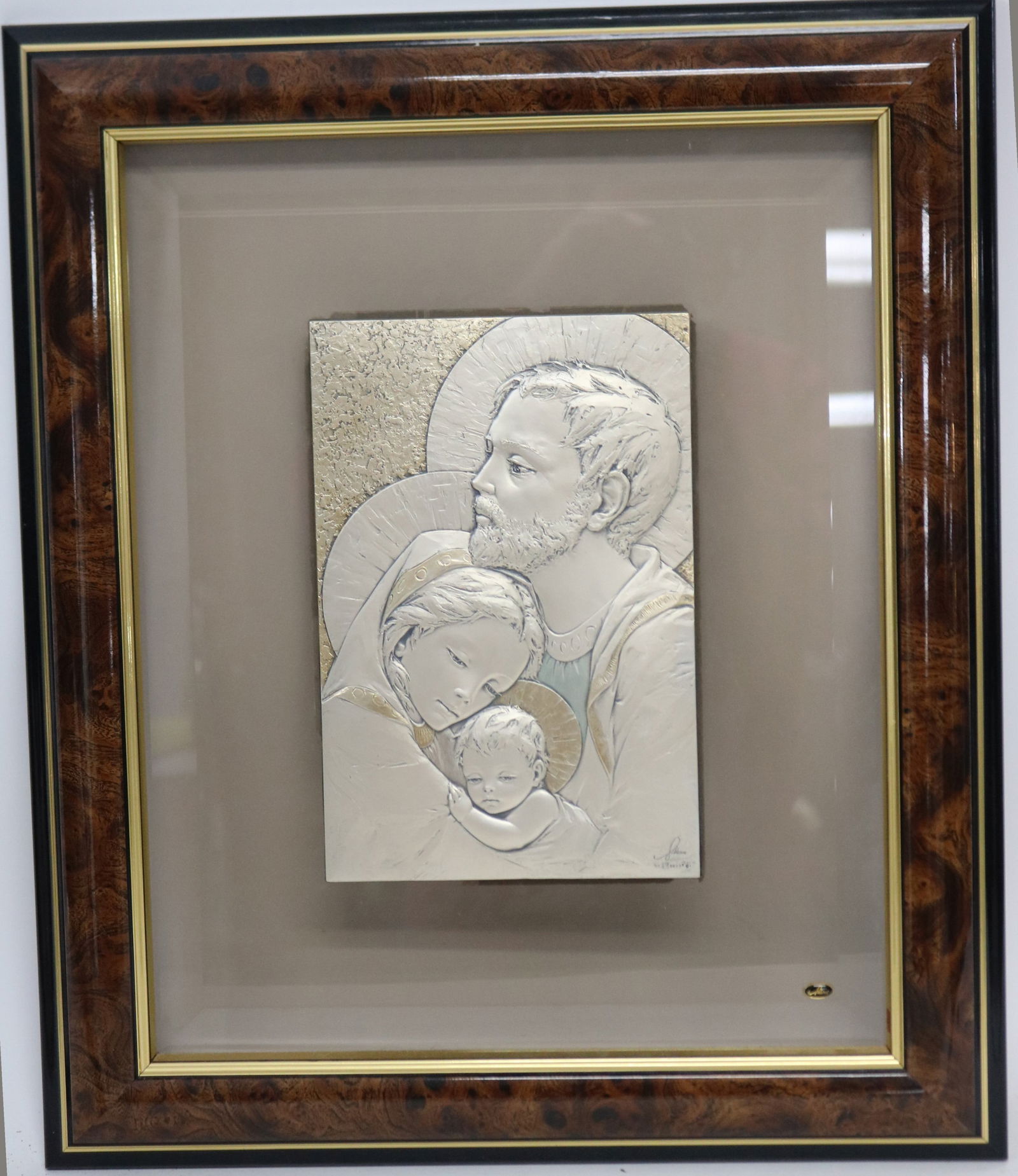 CONTEMPORARY 925 CLAD PLAQUE OF THE HOLY FAMILY, (1 of 3)