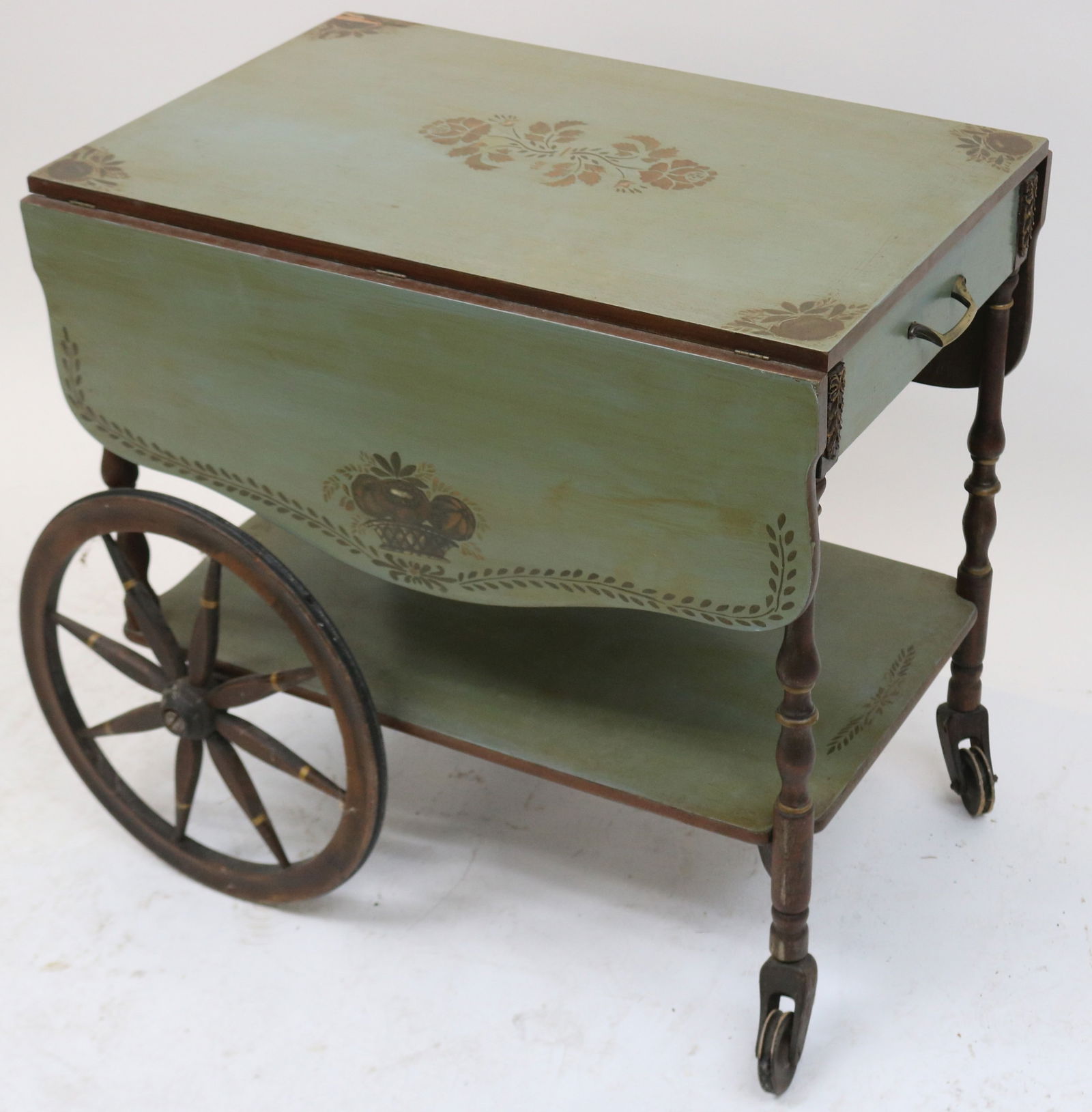 HITCHCOCK STYLE DECORATED DROP LEAF TEACART WITH (1 of 1)