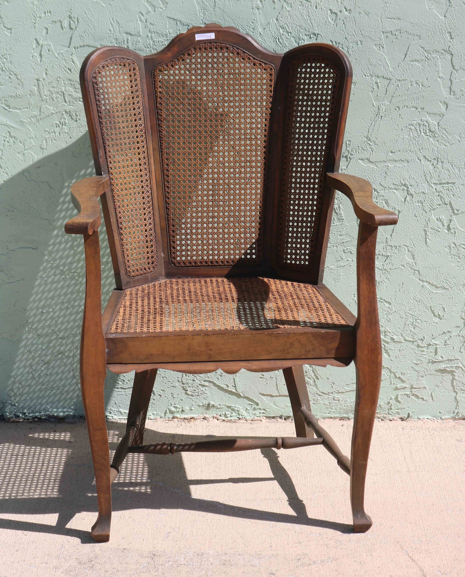 1920 CANE BACK & SEAT WING STYLE ARM CHAIR, (1 of 2)