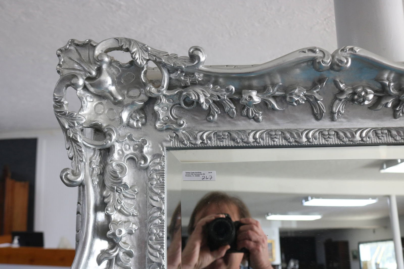 LARGE CONTEMPORARY VICTORIAN STYLE MIRROR, SILVER - 2