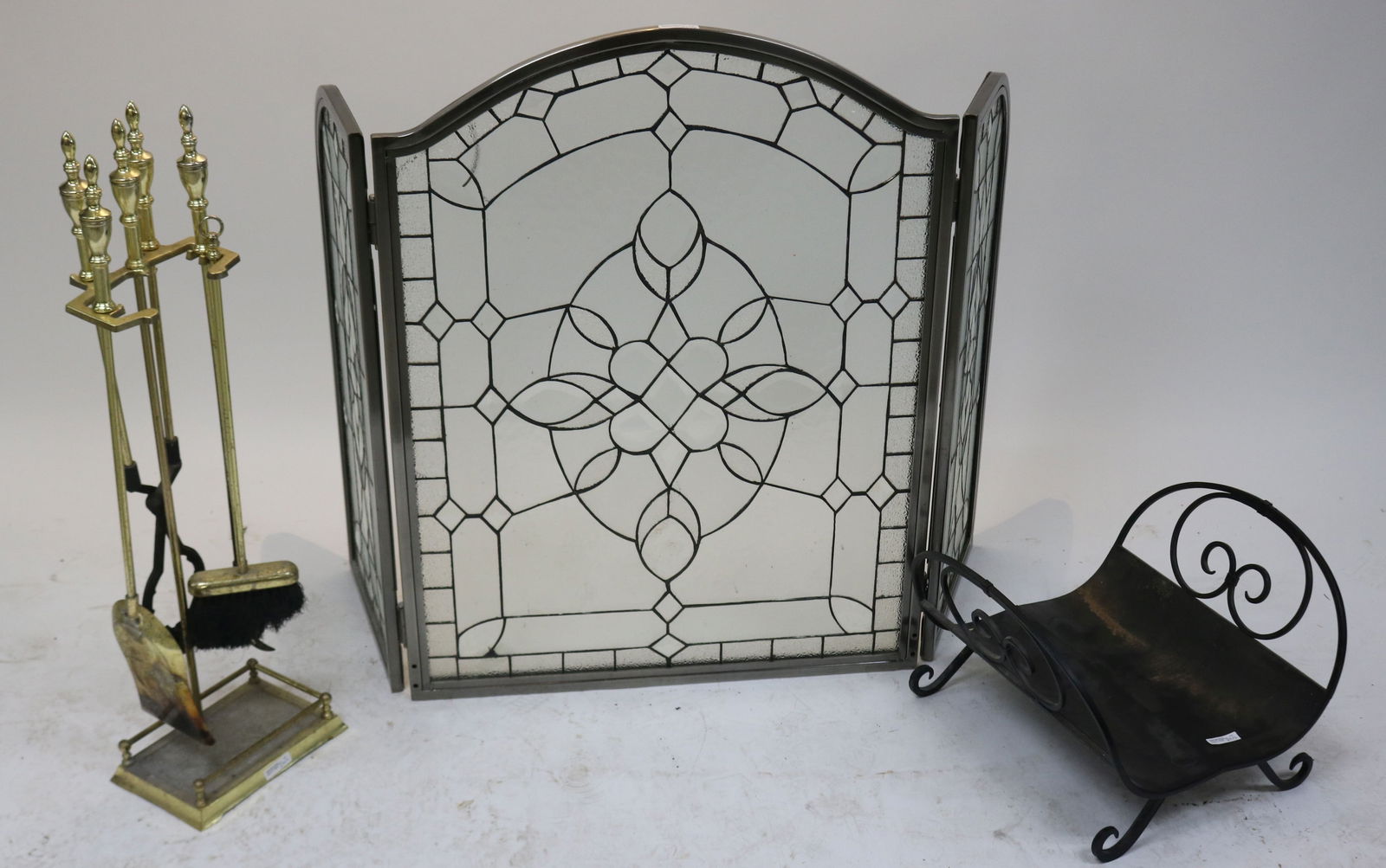 CONTEMPORARY LEADED GLASS FIRE PLACE SCREEN, 1 (1 of 1)