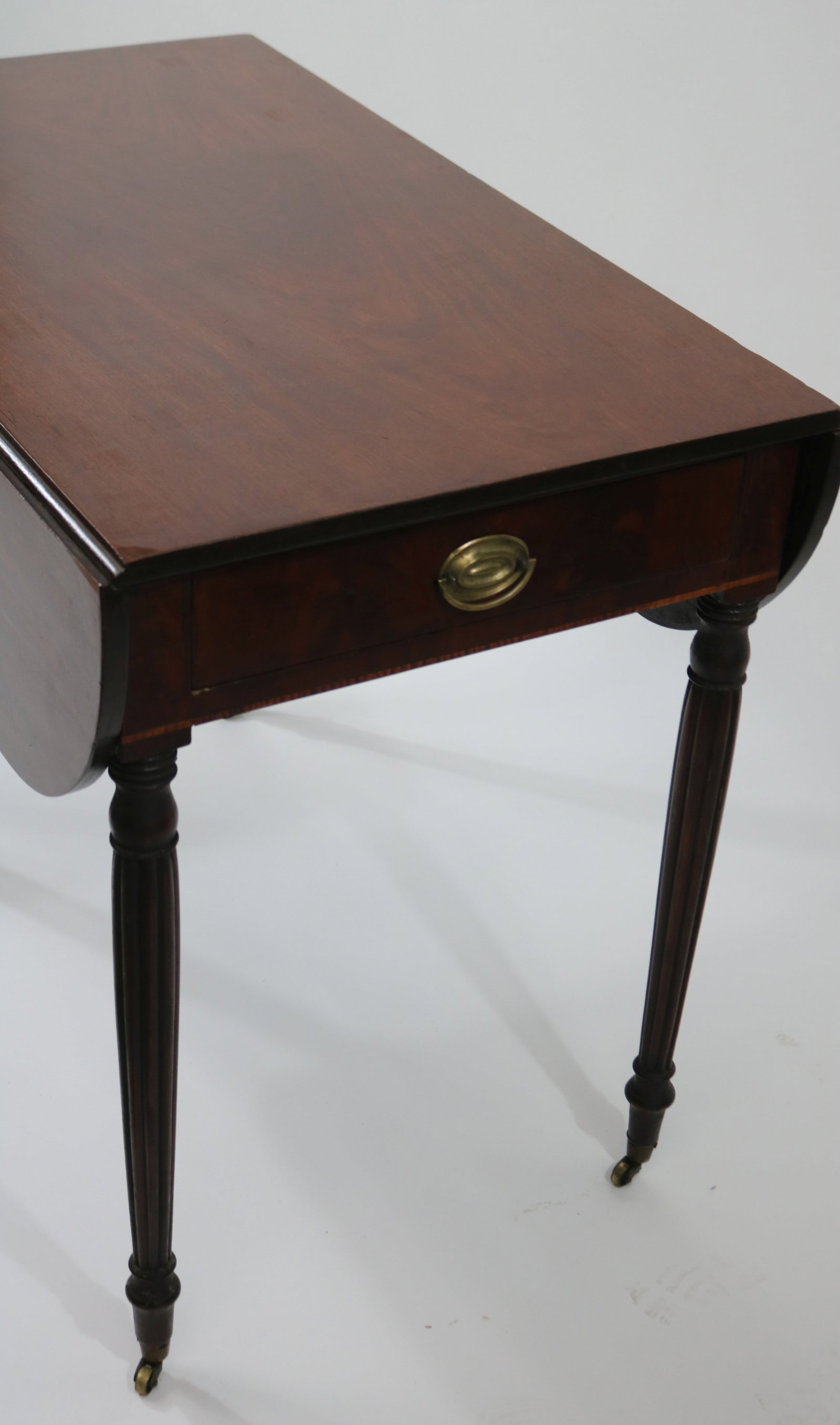 SHERATON DROP LEAF TABLE, MAHOGANY, 2 DRAWER - 2