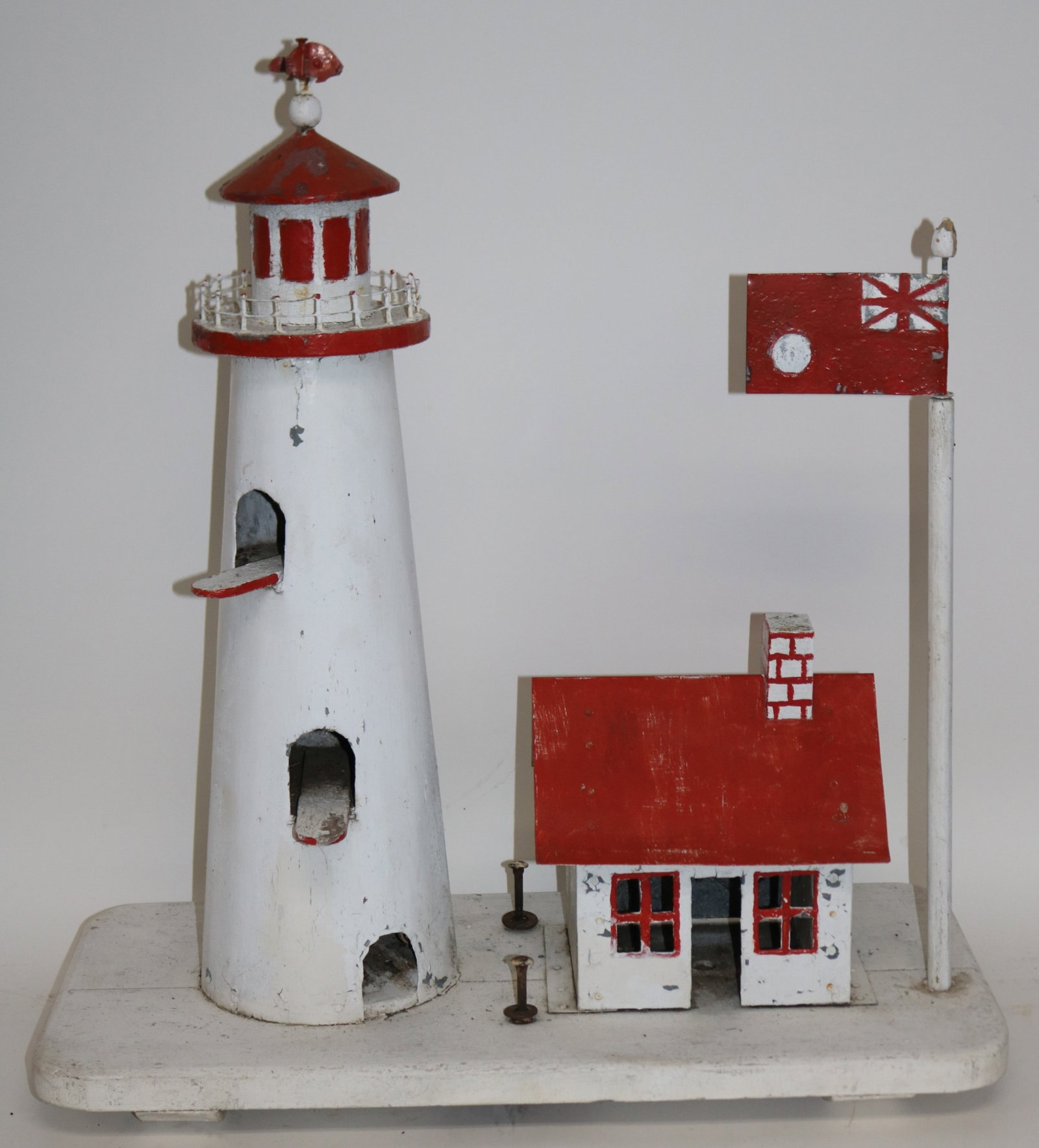 CANADIAN LIGHT HOUSE BIRD HOUSE, PAINTED WOOD & (1 of 3)