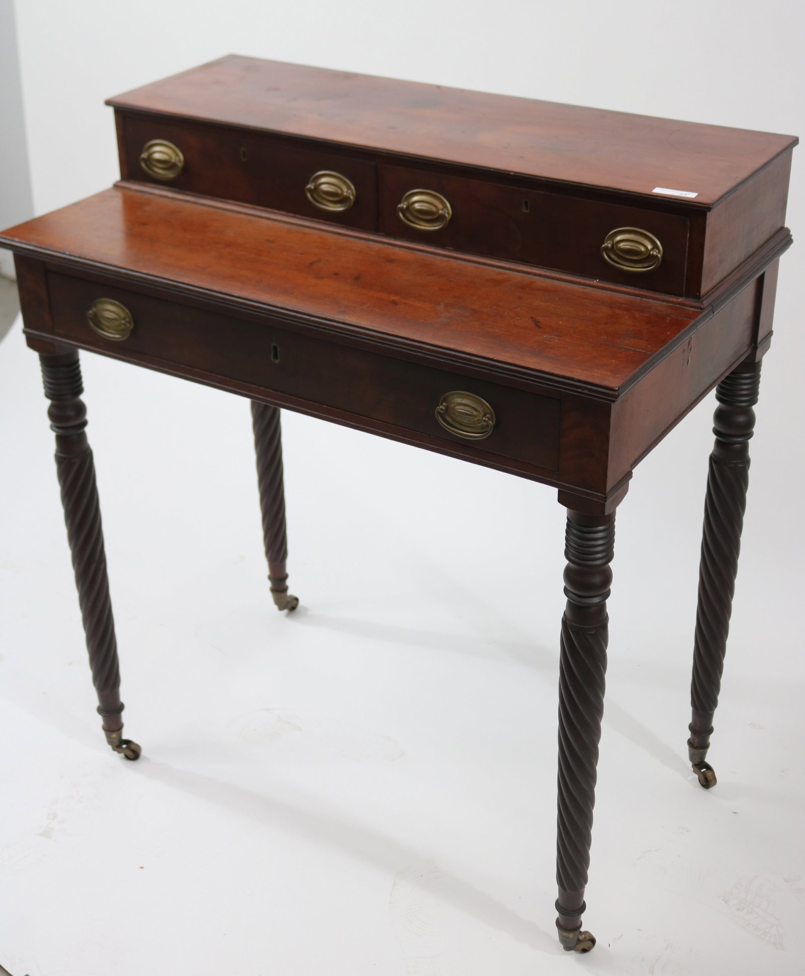 19TH C. MAHOGANY DRESSING STAND, 2 DRAWER TOP - 2