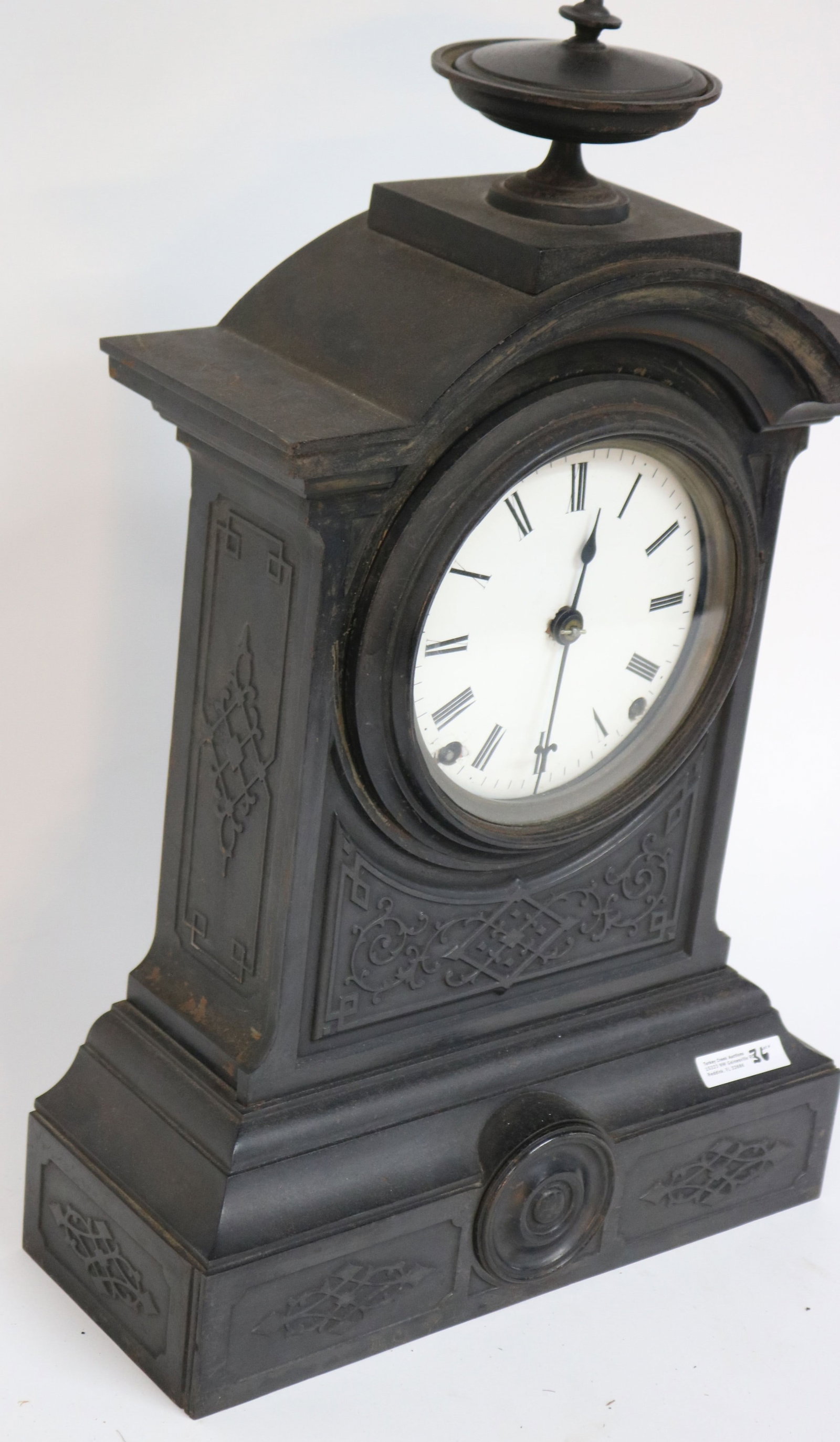 VICTORIAN CAST IRON SHELF CLOCK, - 2