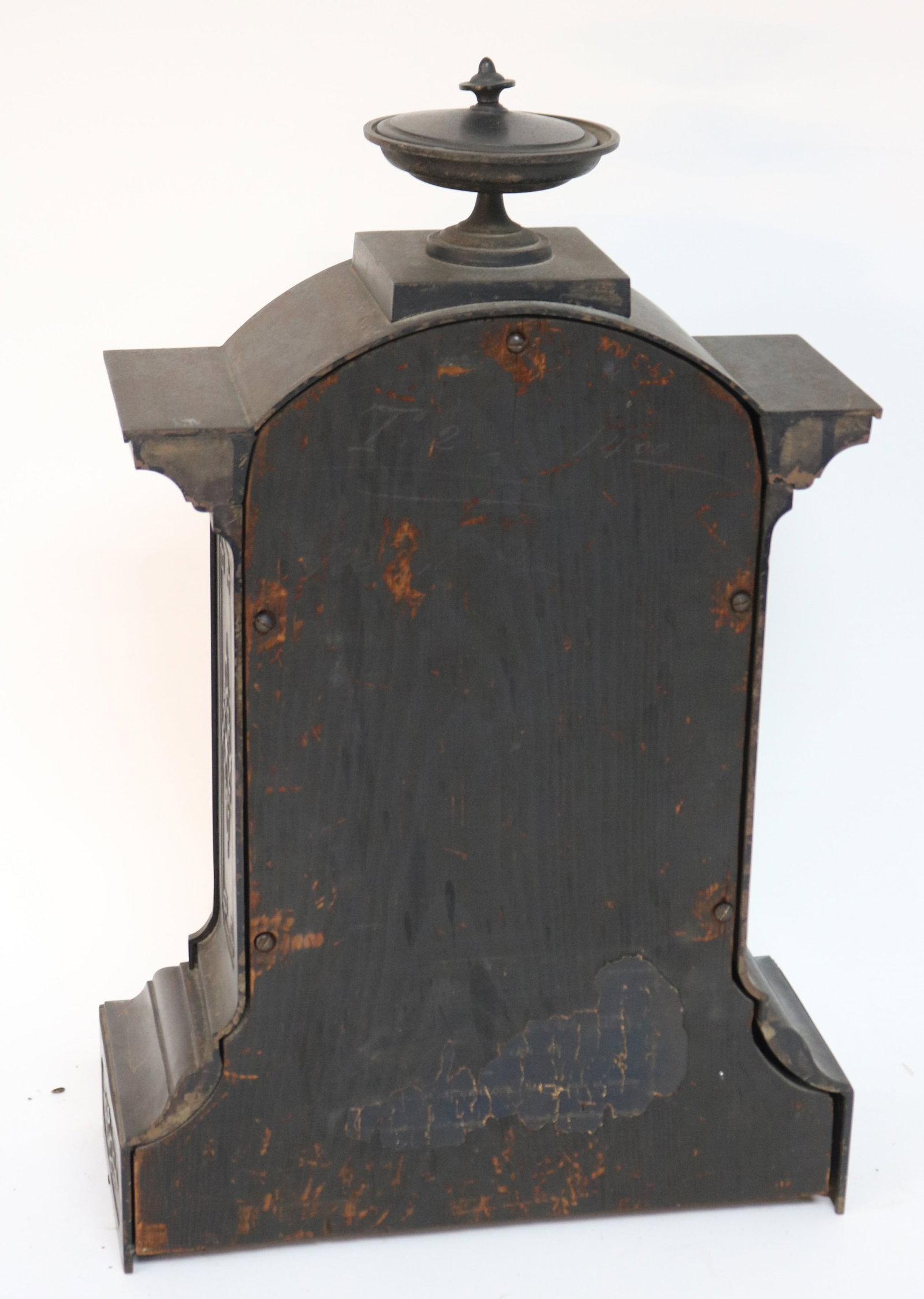 VICTORIAN CAST IRON SHELF CLOCK, - 3