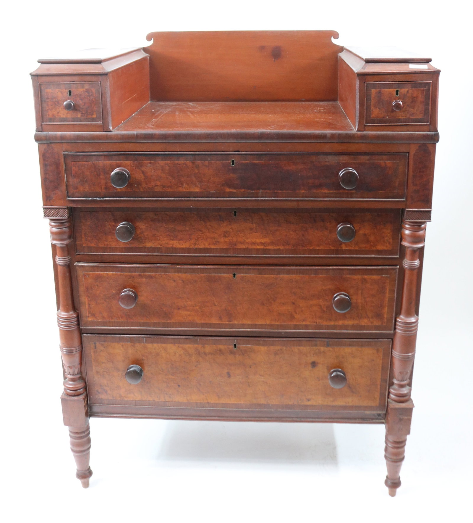 19TH C. GENTLEMAN'S CHEST, CHERRY, FIGURED MAPLE, (1 of 2)