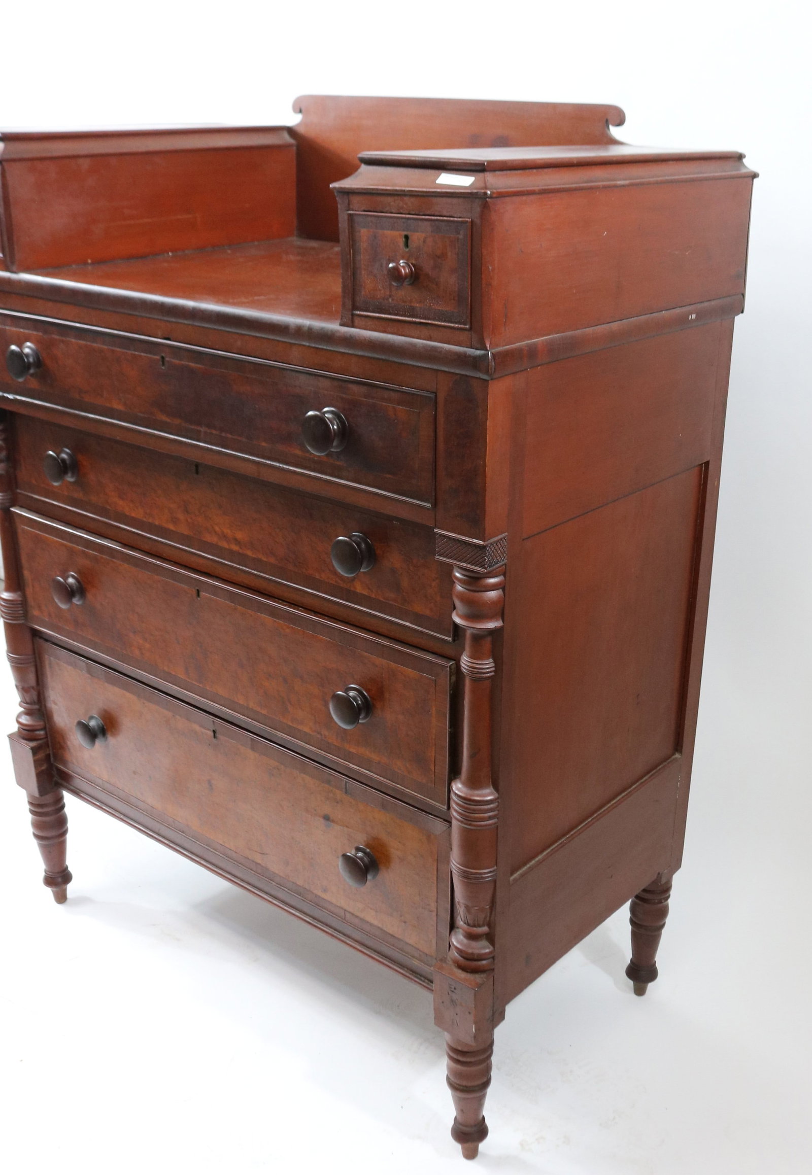 19TH C. GENTLEMAN'S CHEST, CHERRY, FIGURED MAPLE, - 2