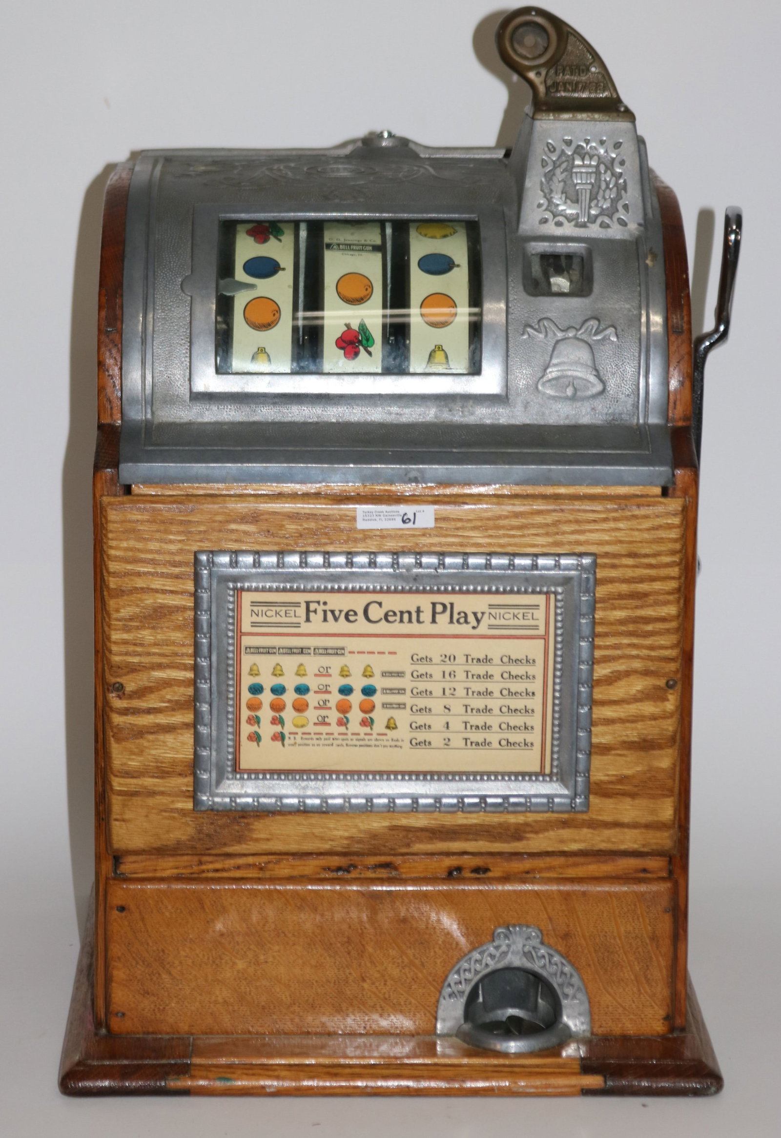 JENNINGS & CO. 5 CENT SLOT MACHINE, CHICAGO, (1 of 4)