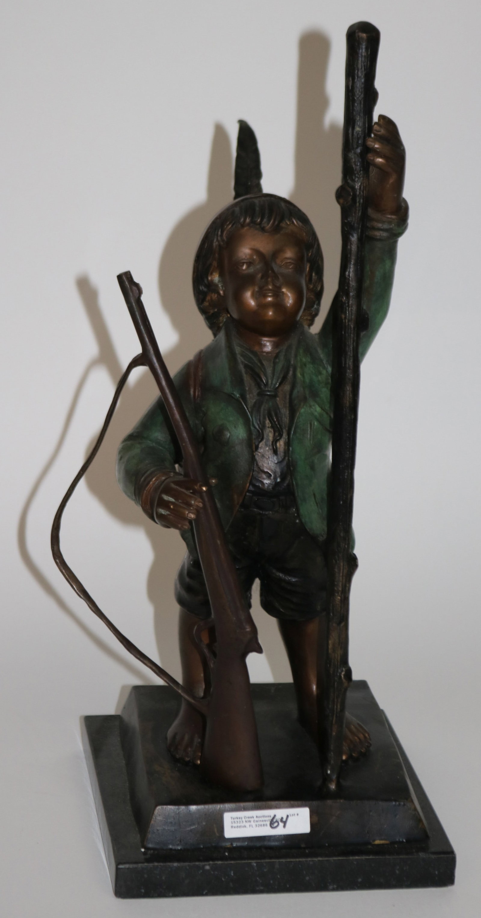 CONTEMPORARY BRONZE FIGURE, BOY HUNTER SIGNED VAN (1 of 4)