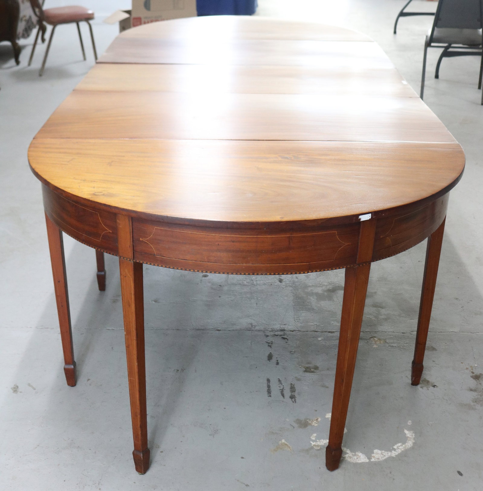 19TH C. 3 PART HEPPLEWHITE BANQUET TABLE, - 6