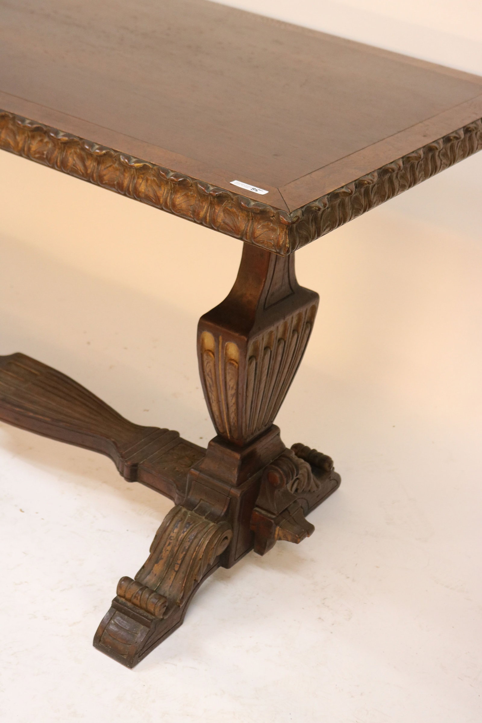 LONG CARVED WALNUT HALL TABLE WITH GILT HIGH - 2