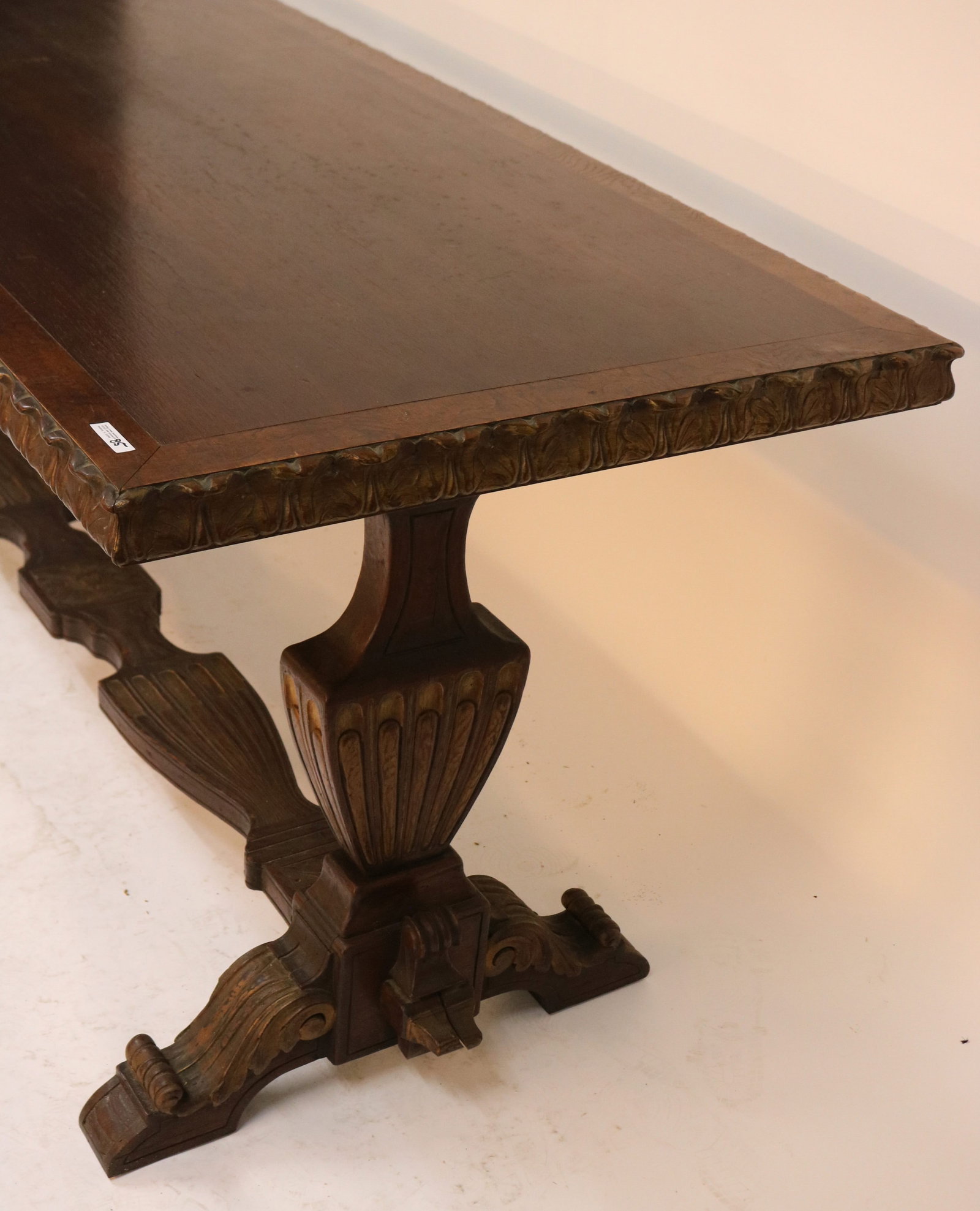 LONG CARVED WALNUT HALL TABLE WITH GILT HIGH - 3
