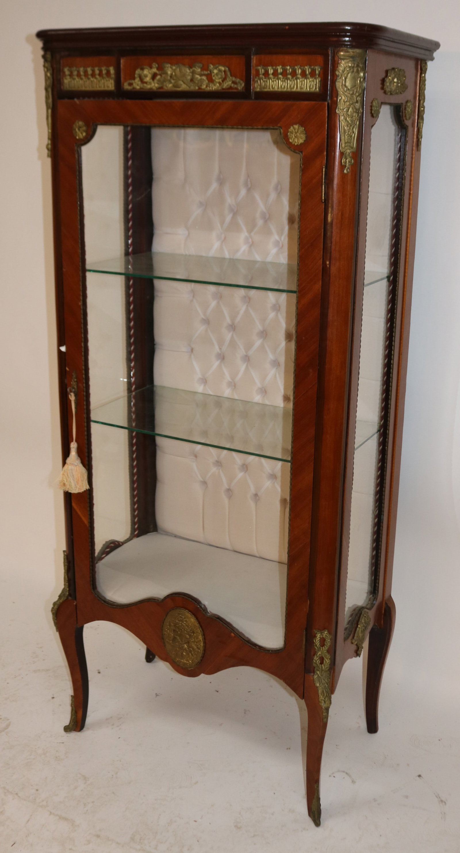 CUSTOM FRENCH STYLE CURIO CABINET, ORMOLU TRIM, - 3