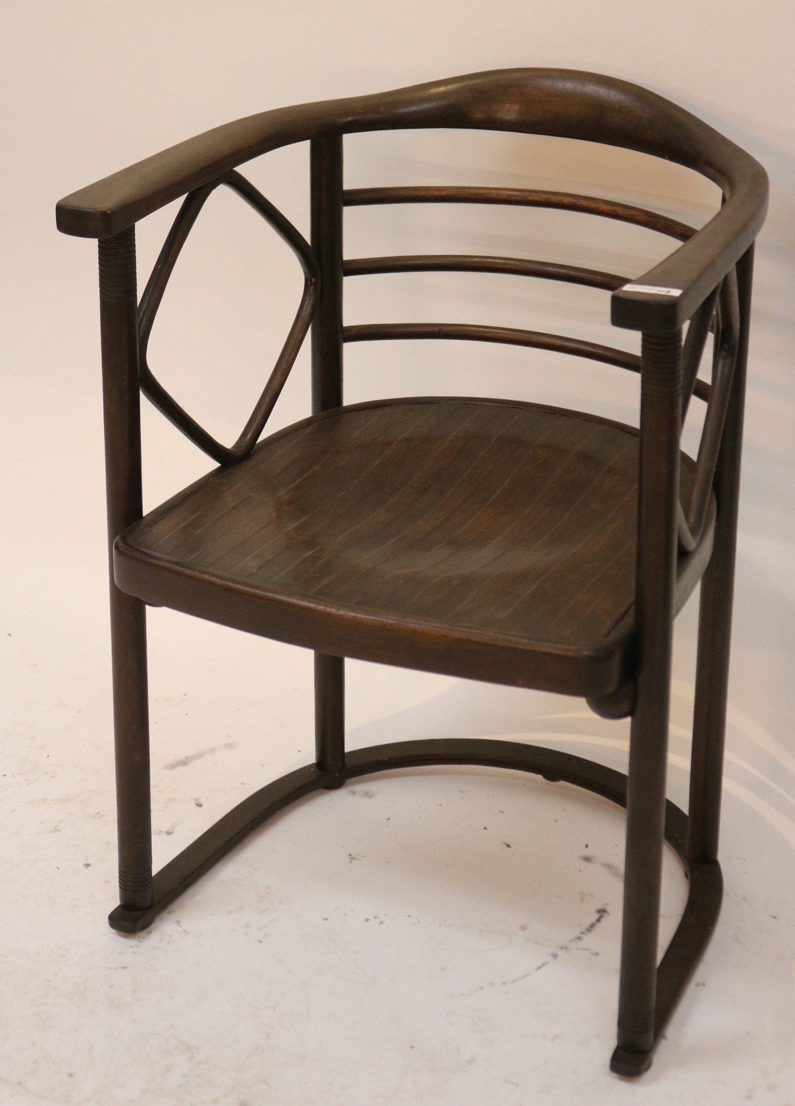 JOSEF HOFFMANN 1870-1956, ARM CHAIR, BENTWOOD: BIRCH, ORIGINAL FINISH, 30 1/2" H, 21 1/2" W, 19 3/4" D, 17 1/4" SEAT HEIGHT, FLEDERMAUS CAFE CHAIR