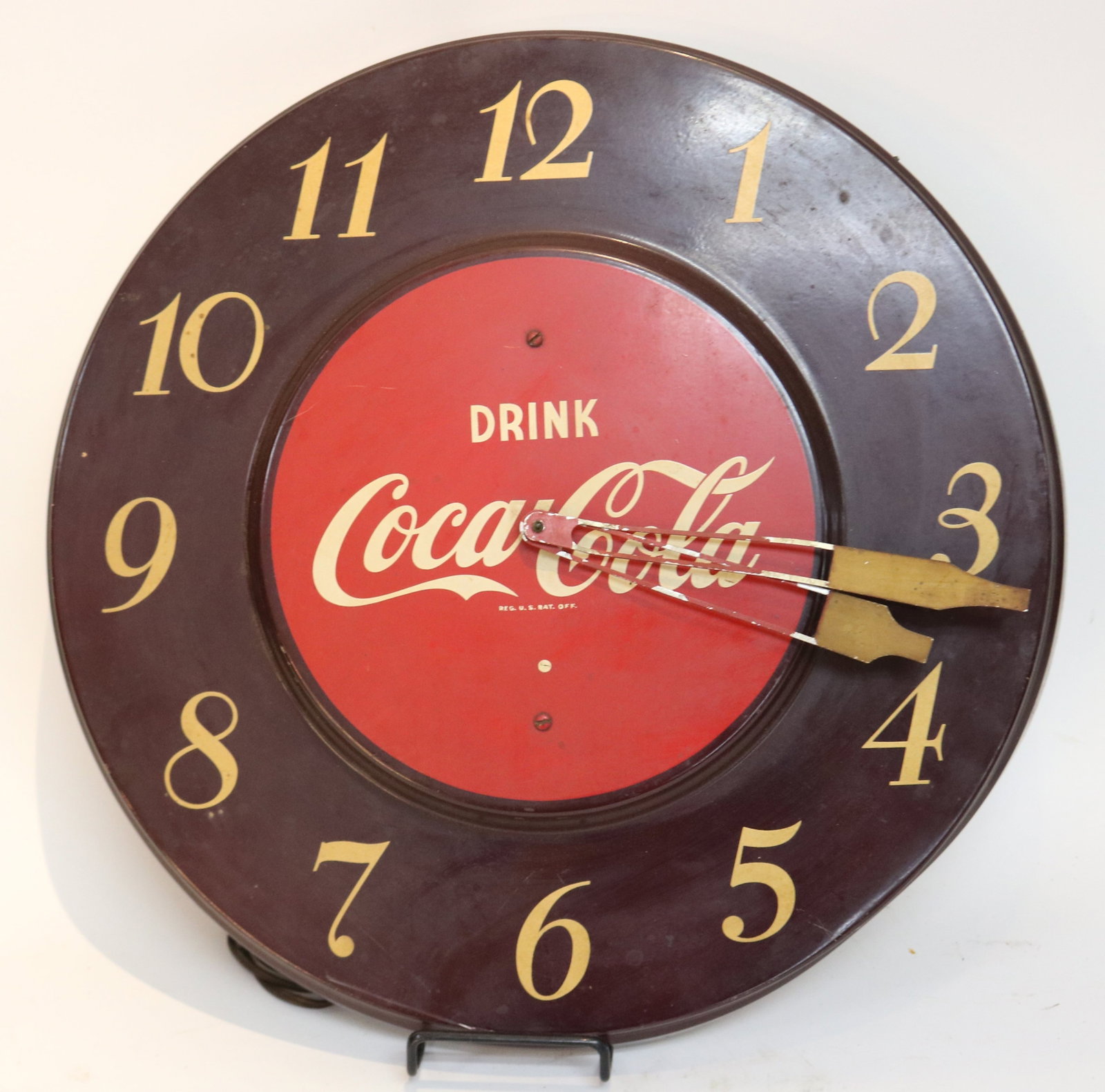 COCA COLA LITHO TIN ADVERTISING CLOCK, 18" DIA,: UNKNOWN WORKING CONDITION