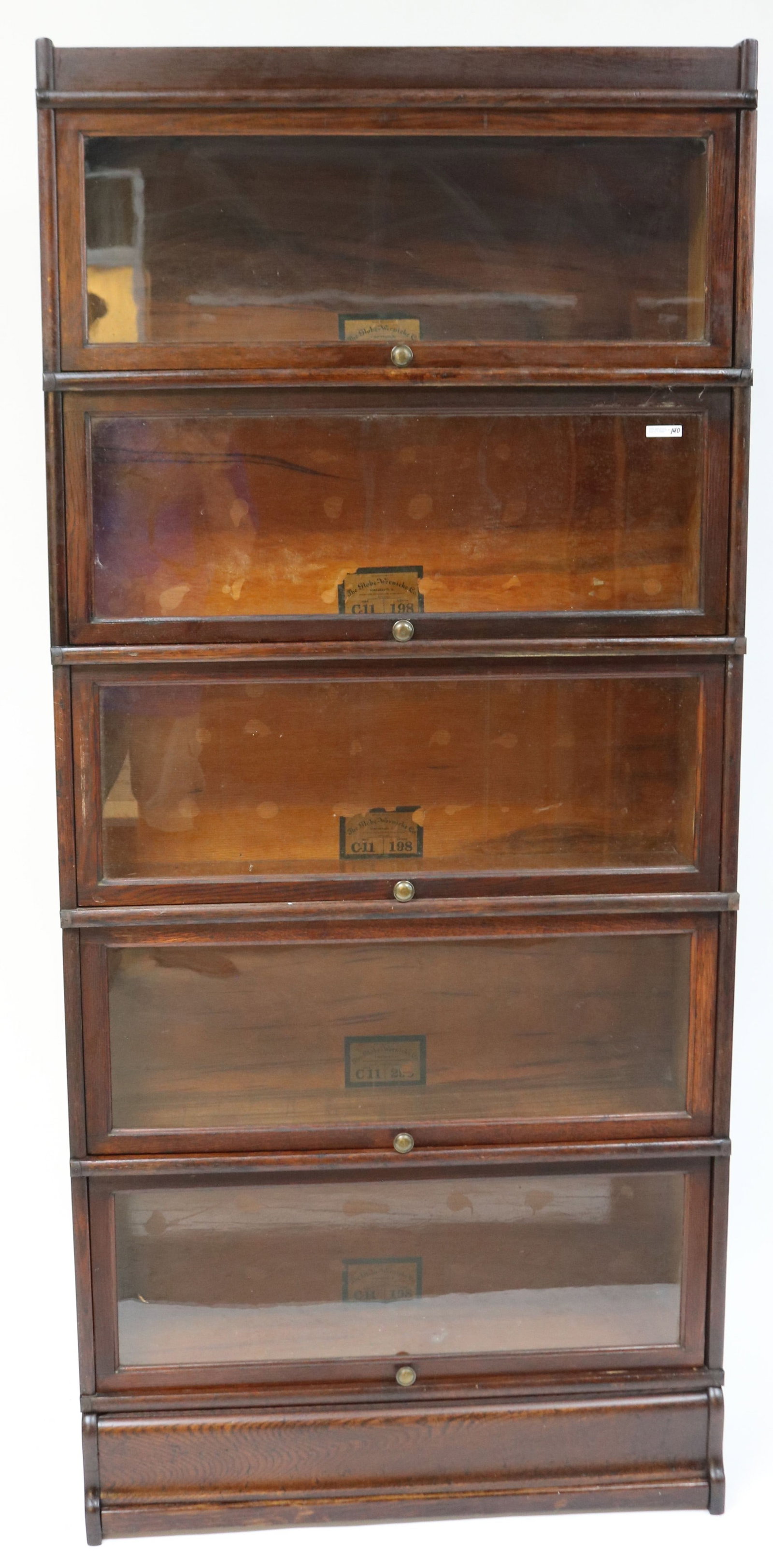 OAK GLOBE WERNICKE 5 STACK BOOKCASE, OLD FINISH, (1 of 1)