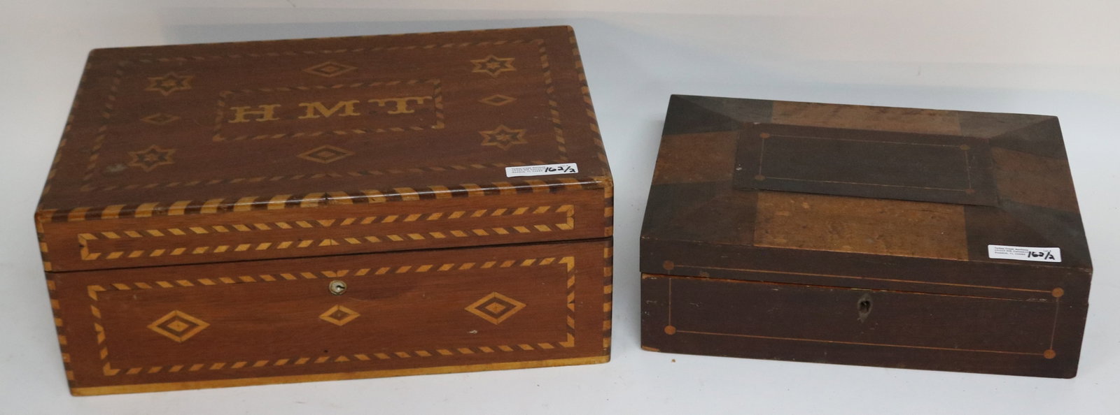 TWO 19TH C. INLAID BOXES, LARGE BOX WITH (1 of 3)
