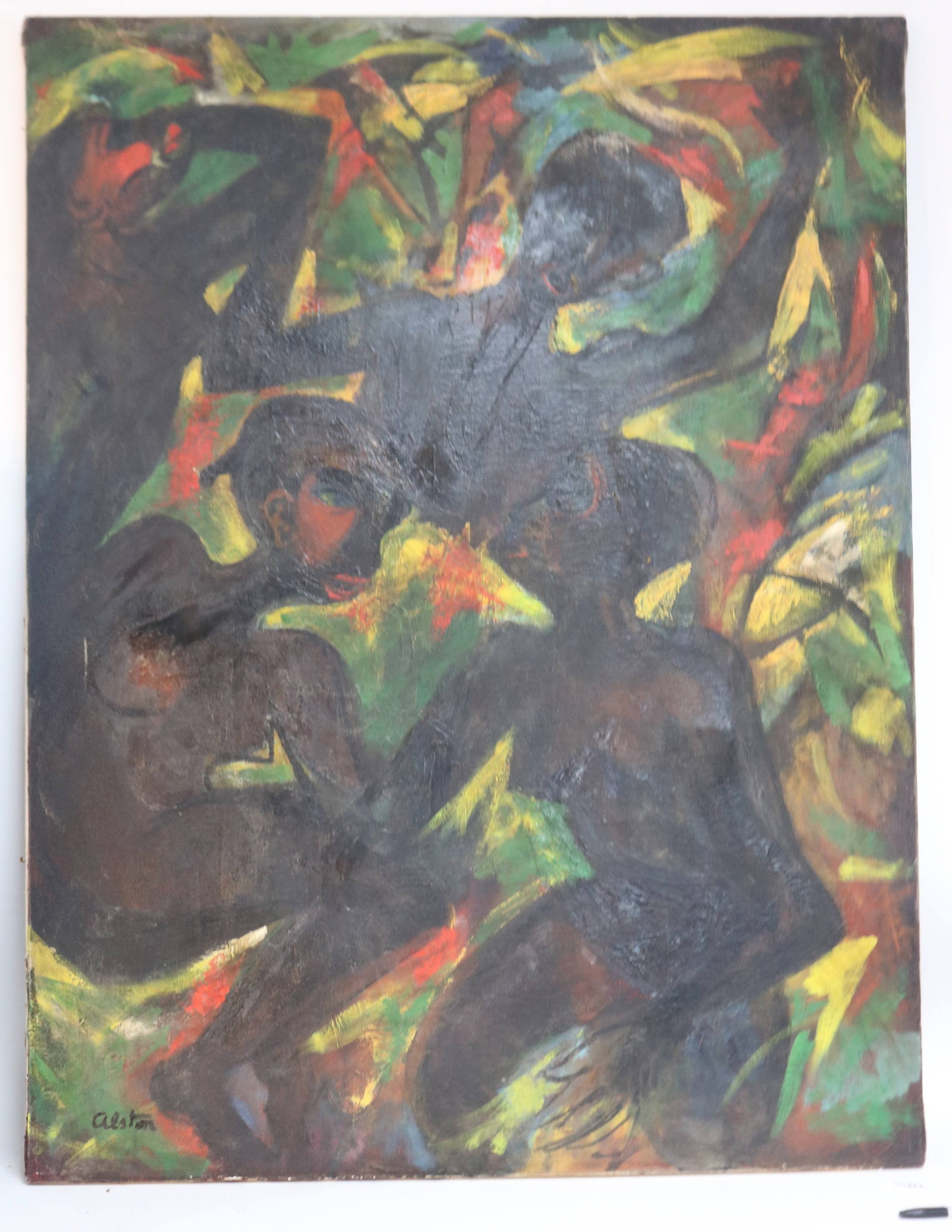AFTER CHARLES HENRY ALSTON, 1907-1977, NC, LARGE: OIL ON CANVAS, ENTITLED ON VERSO"NAKED DANCERS" 51 1/2" H, 39 1/2" W, SOLD AS COPY