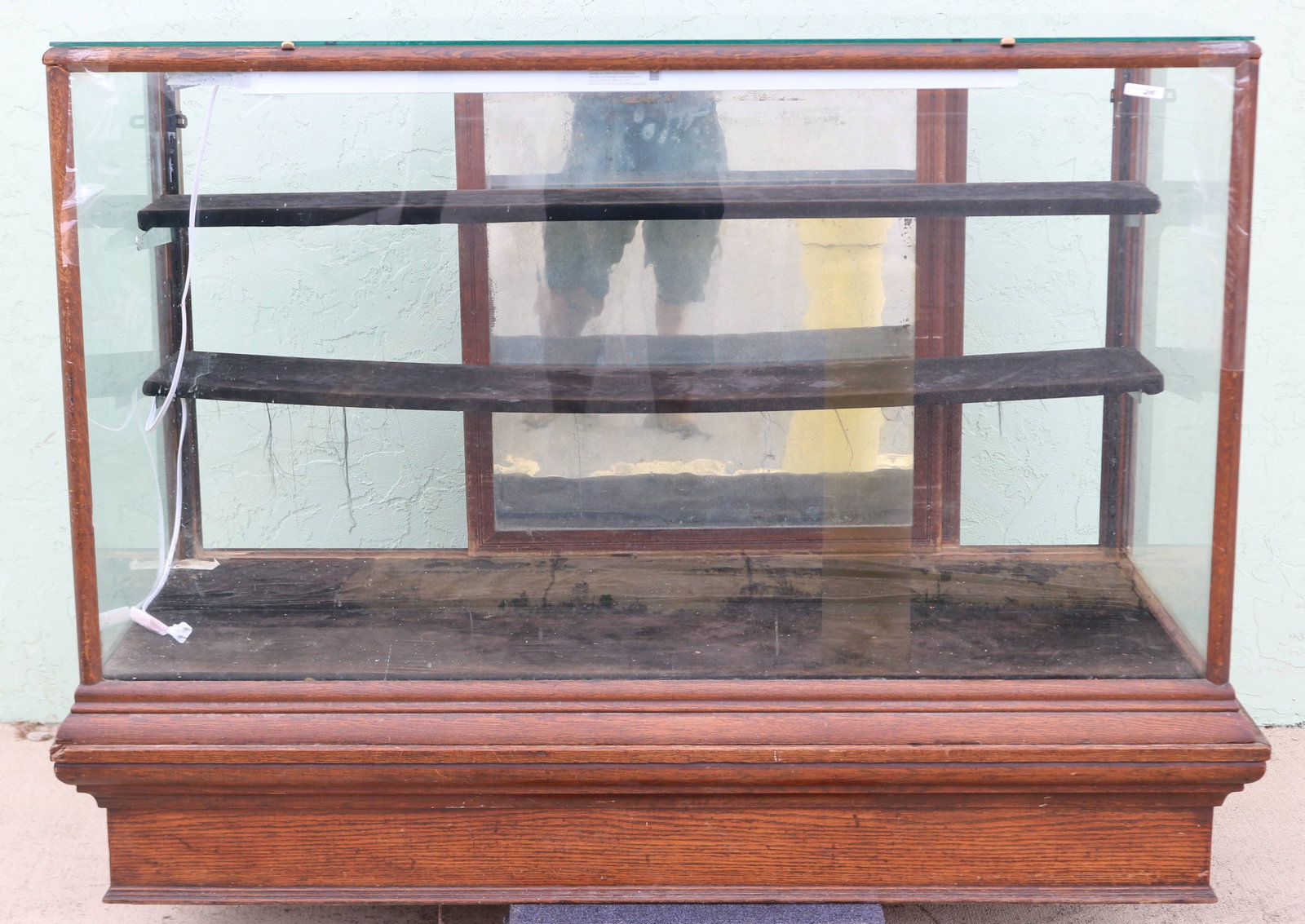 OAK 2 PART DISPLAY CASE, NEEDS TO BE TIGHTENED (1 of 1)
