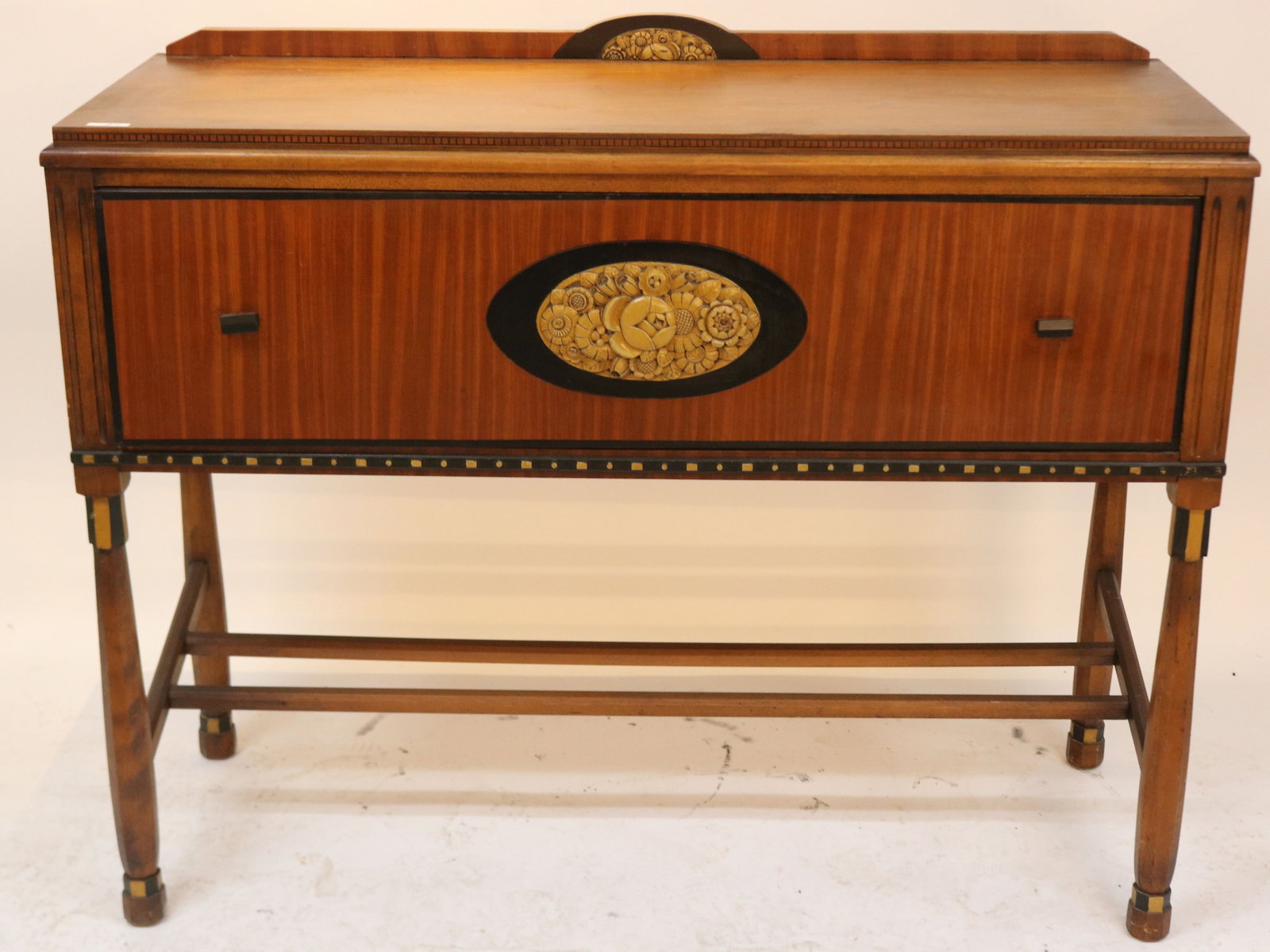 ART DECO SERVER, FRENCH STYLE, MADE BY PHEONIX: CHAIR CO. RESEDA LINE, 41" H, 50 1/2" W, 18 1/2" D, GOOD CONDITION, MISSING INTERIOR TRAY