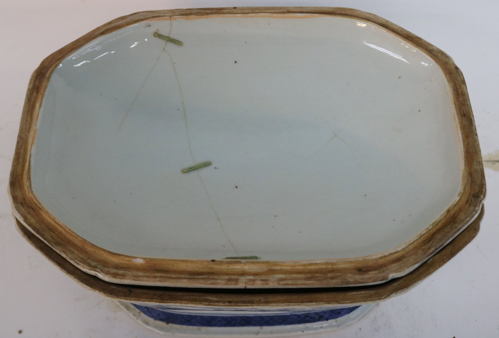 CANTON COVERED TUREEN, 19TH C. BOAR HEAD HANDLES, - 2