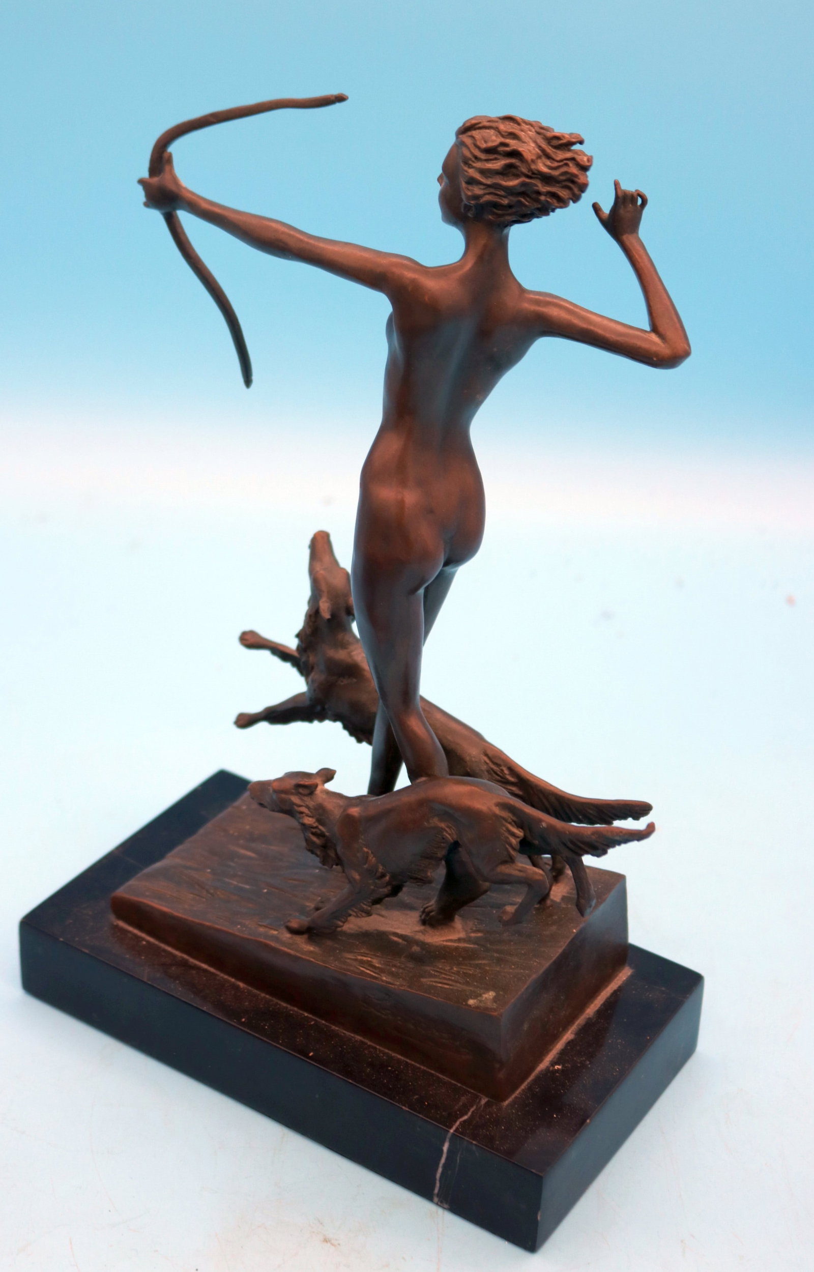 CONTEMPORARY BRONZE"DIANA THE HUNTER" SIGNED ON - 3