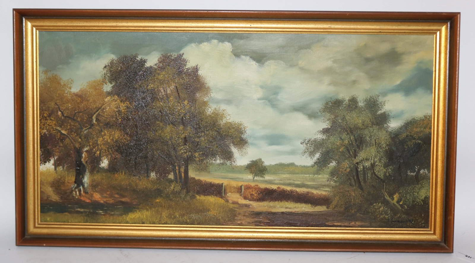 OIL ON CANVAS, ARTIST SIGNED, LANDSCAPE, GILT (1 of 3)