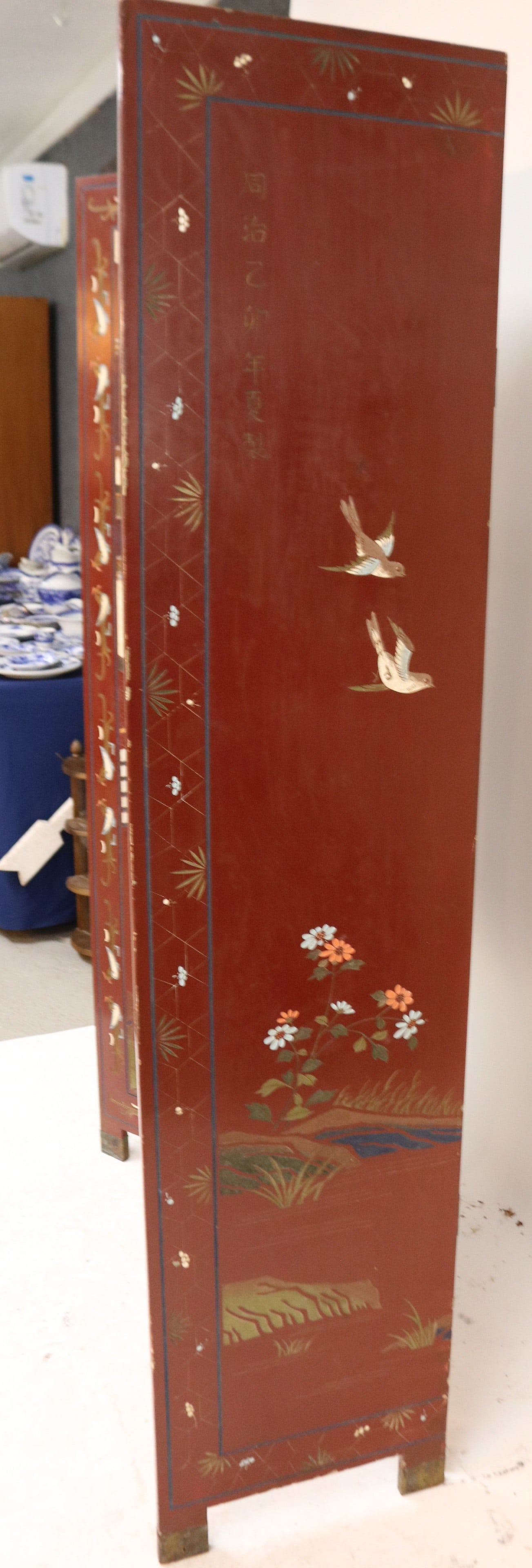 4 FOLD ORIENTAL LACQUERED SCREEN, POLYCHROME - 2
