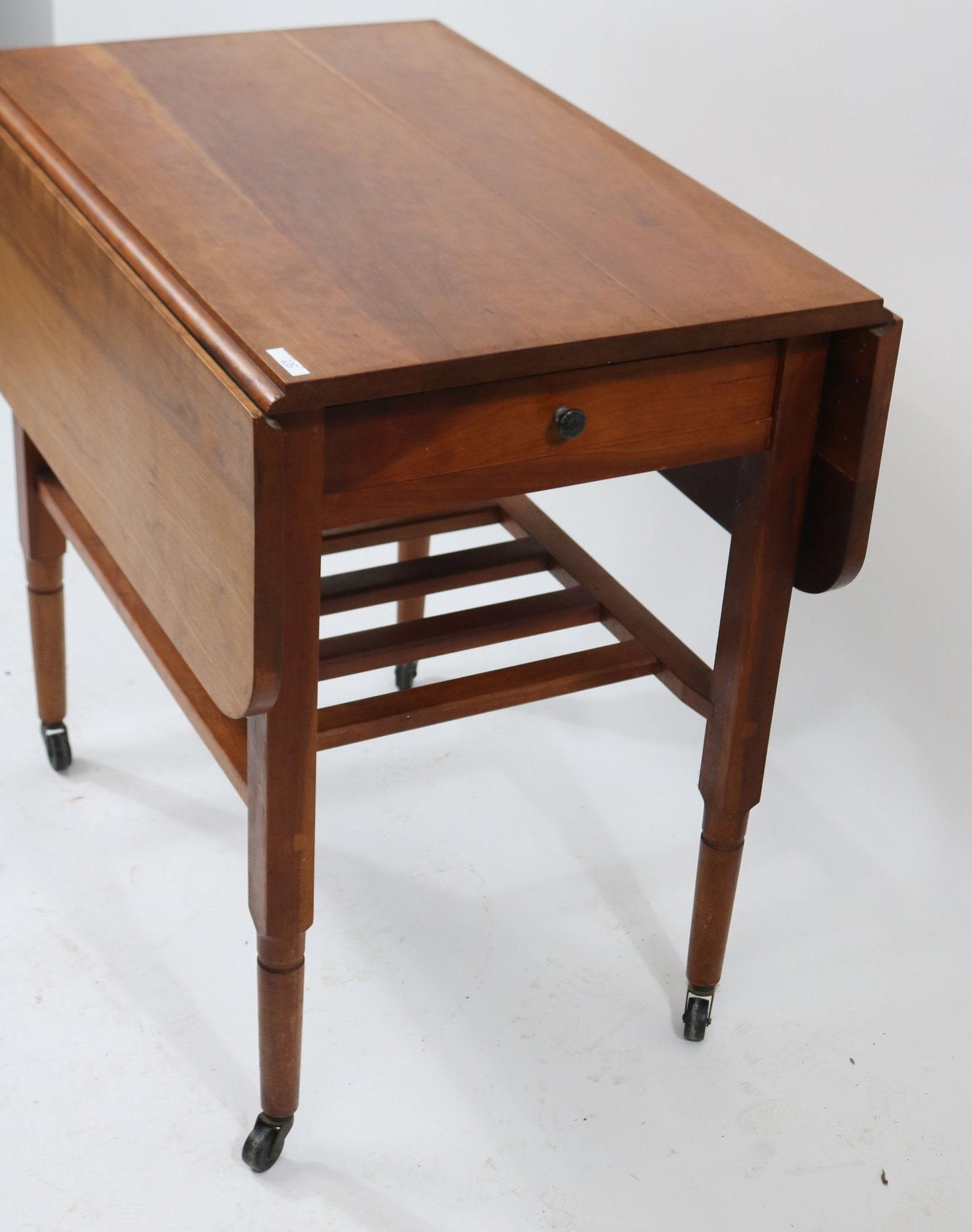 CHERRY DROP LEAF TABLE, 1 DRAWER, LOWER SHELF, ON - 2