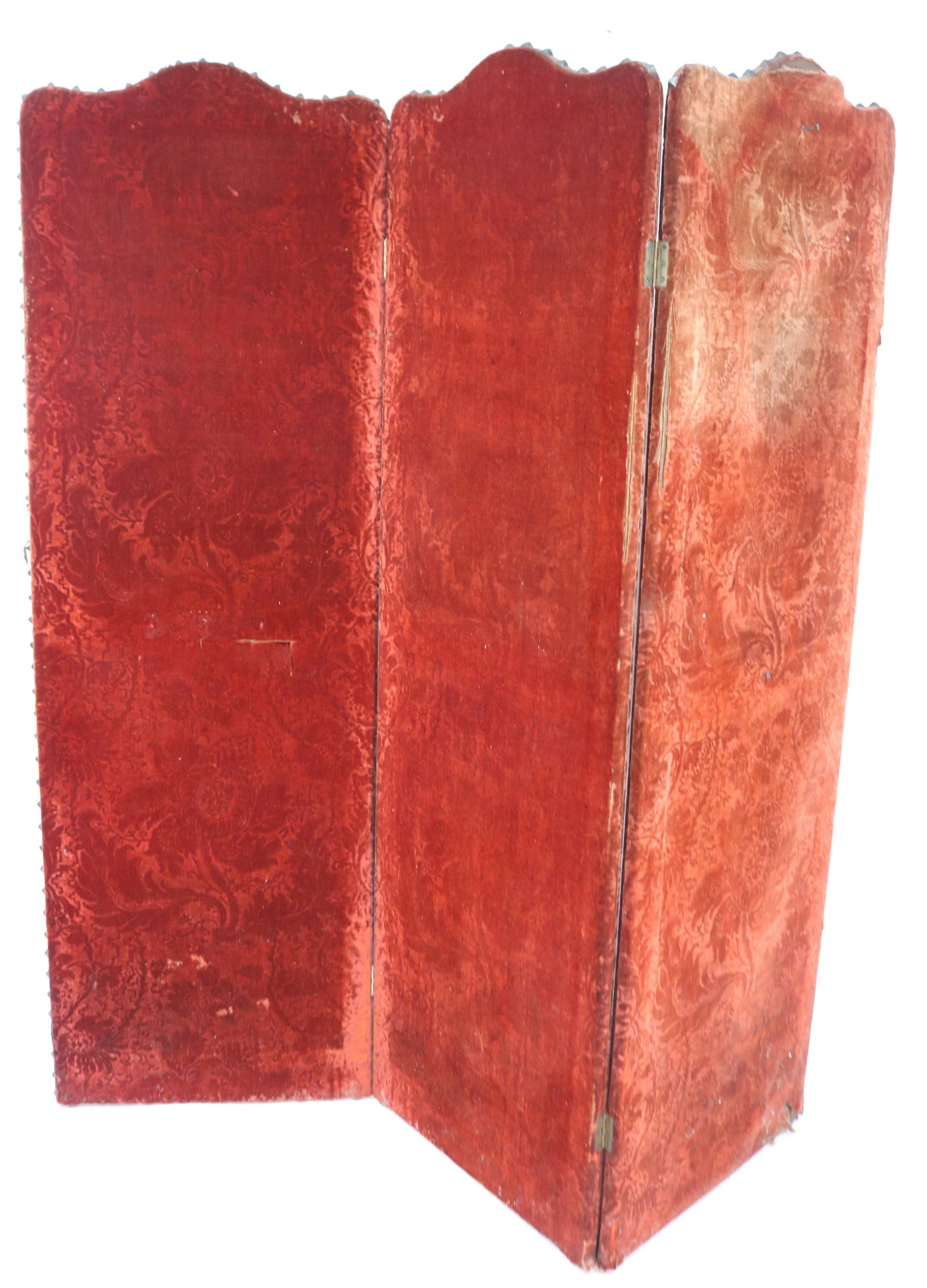 3 FOLD DRESSING SCREEN, PATTERNED VELVET - 3