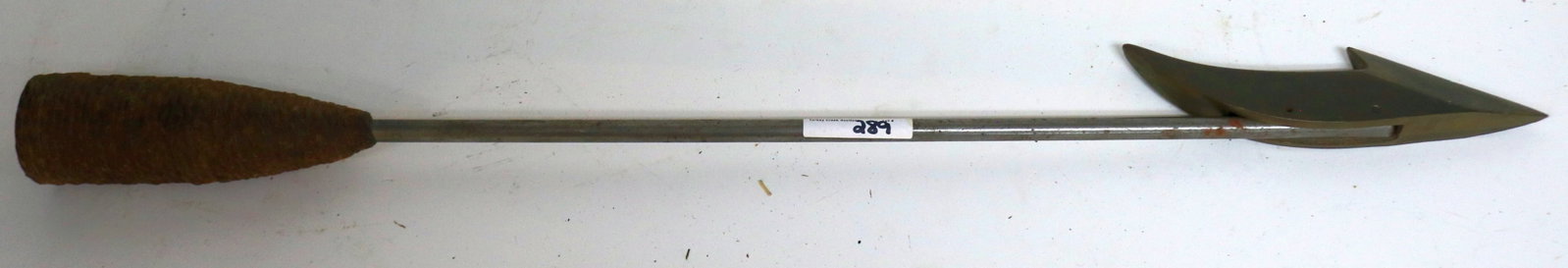 CONTEMPORARY TOGGLE HEAD HARPOON, BRASS & IRON,: ROPE WORK, 25" L