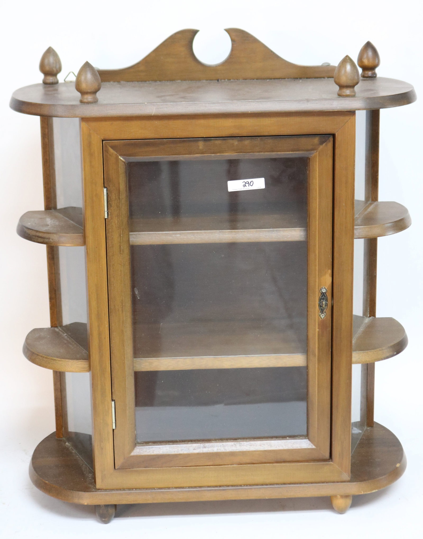 CONTEMPORARY HANGING CURIO CABINET, NATURAL: FINISH, 24" H, 20" W, 8 1/4" D