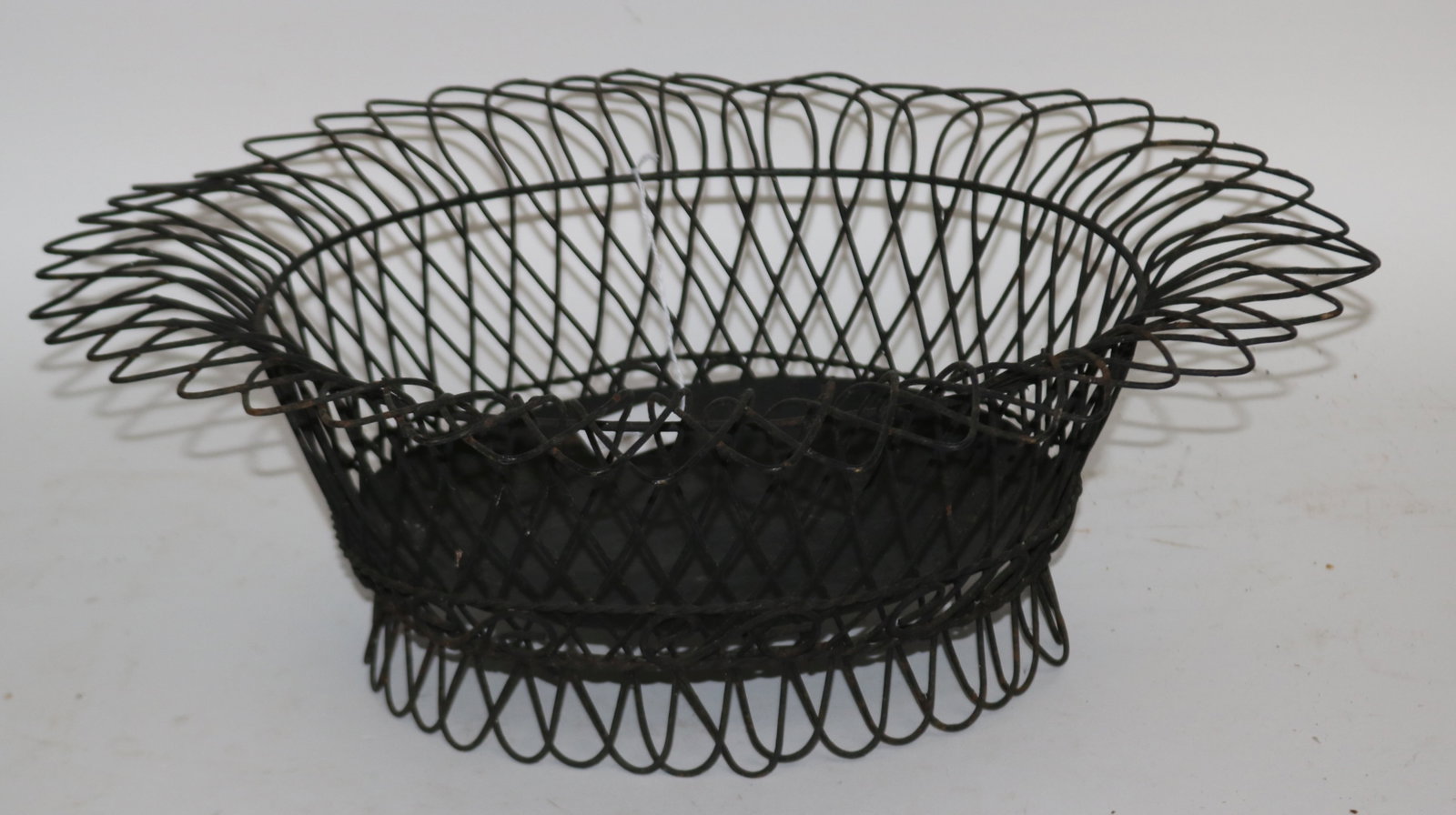 19TH C. WIRE WORK BASKET, 6 3/4" H, 19 1/2" W, (1 of 2)