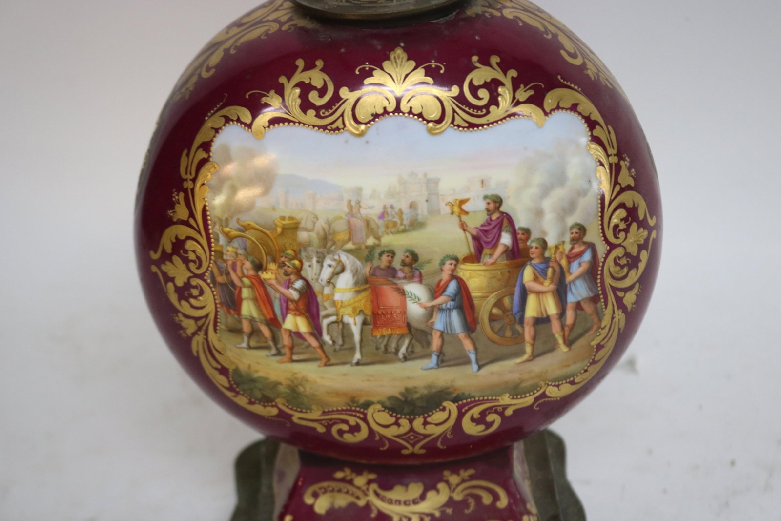 PORCELAIN CANTEEN FORM VASE, MOUNTED AS TABLE - 3
