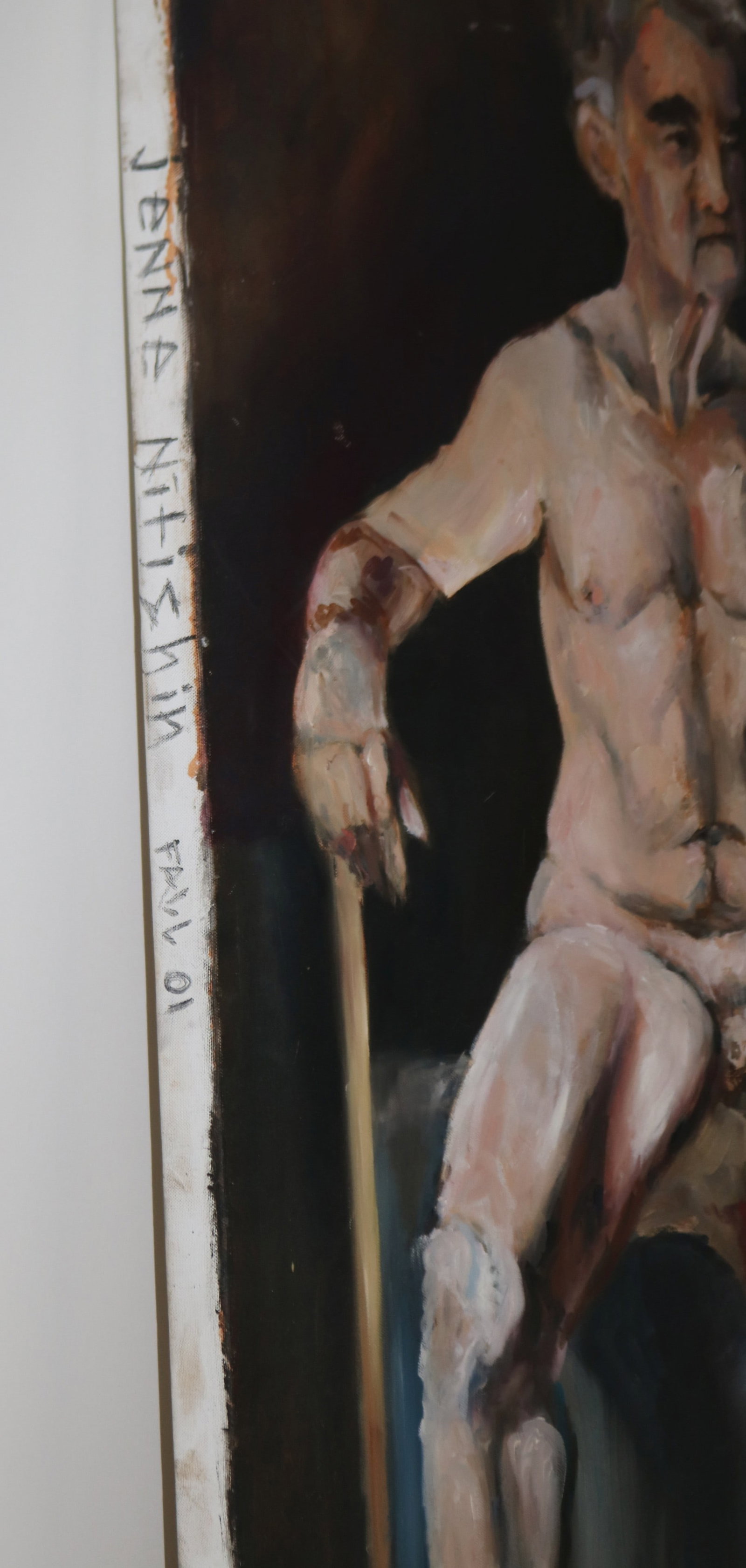 LARGE OIL ON CANVAS, NUDE ELDERLY MAN, POSSIBLY - 2