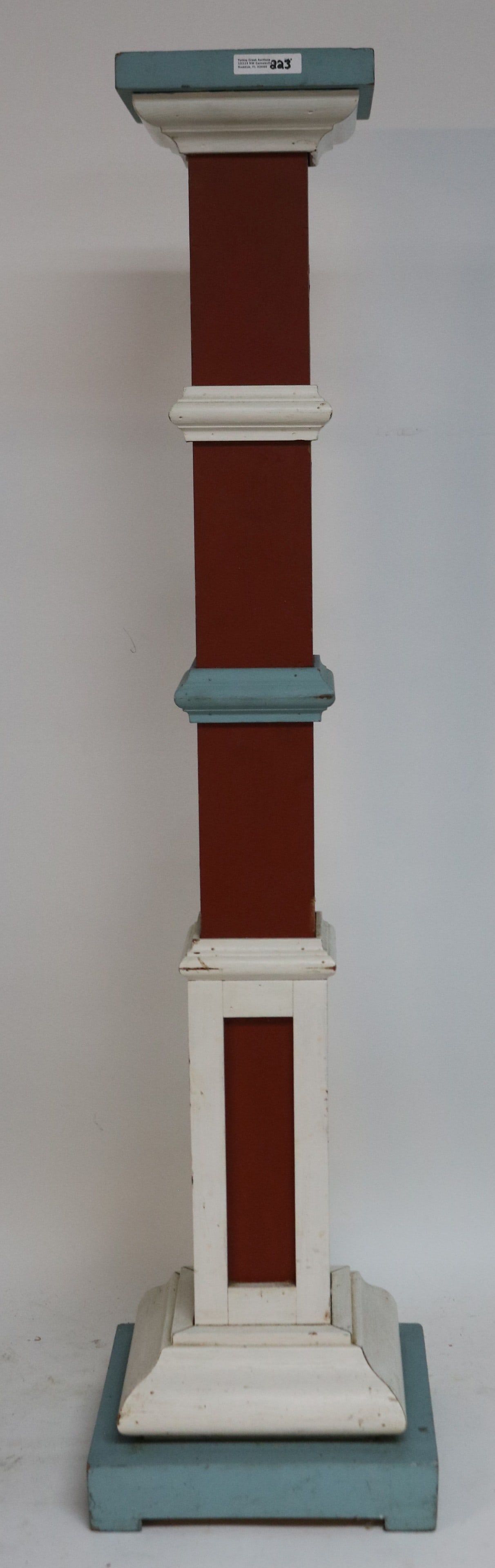 PRIMITIVE PAINTED PEDESTAL, 40 1/4" H, 9 3/4" X 9: 3/4" AT BASE