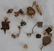 LOT OF 12, 10K GOLD PINS, WATCH KEYS, ETC.