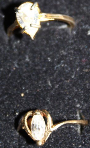 TWO 14K GOLD LADIES RINGS SET WITH CZs: 4.5 GRAMS TOTAL WEIGHT