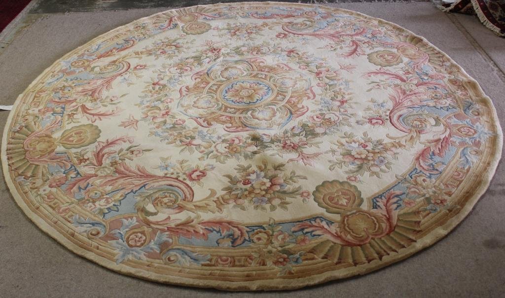 RUG #356, 8' 4" X 8' 4" AUBUSSON: NO CONDITION NOTED