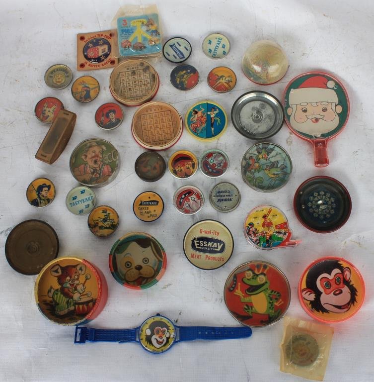 COLLECTION OF 38 MINIATURE LITHO TIN: AND OTHER HANDHELD GAMES, 1 1/4" - 3" W