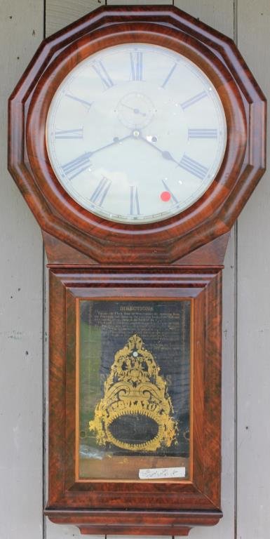 MAHOGANY SETH THOMAS WEIGHT DRIVEN #1: WALL REGULATOR, 40" H, 19 1/2" W