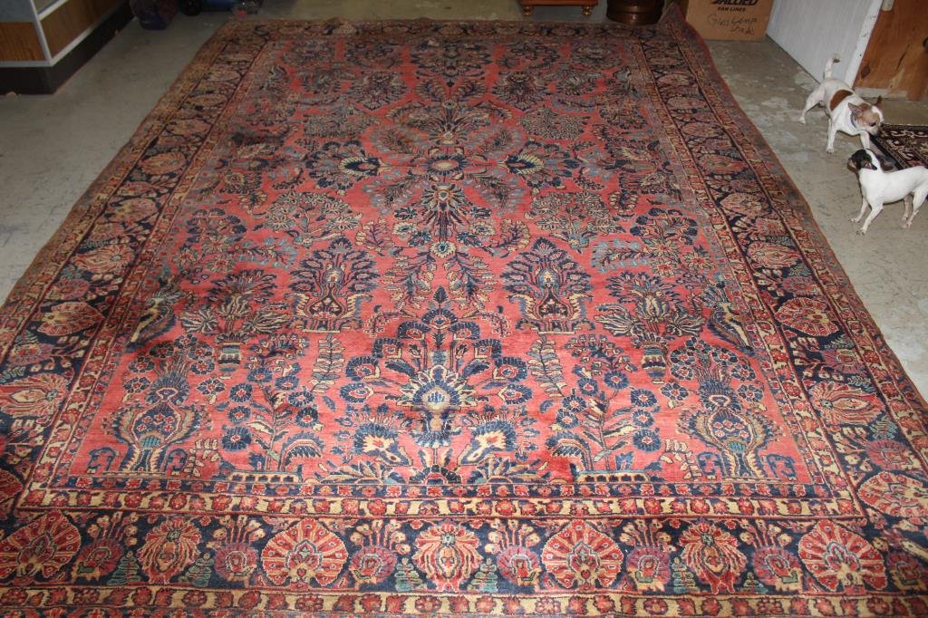 ORIENTAL RUG, 8' 9" X 12' 4" SAROUK,: NEEDS CLEANING