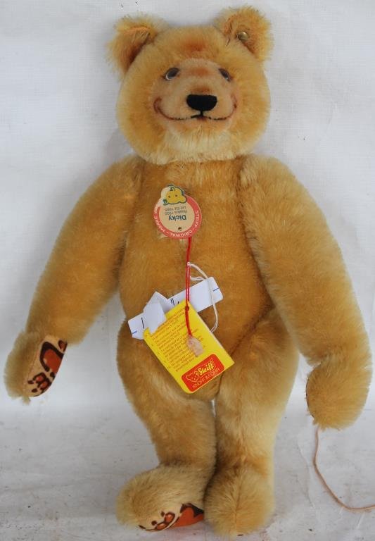 STEIFF DICKY REPLICA 1930 BEAR, 1985, BLONDE: WITH PRINTED PAWS, 12", NO BOX