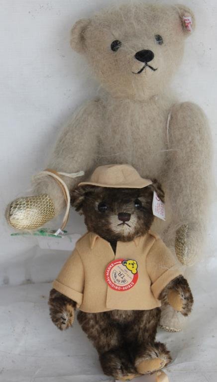 STEIFF LOT OF 2 BEARS TO INCLUDE 1994 TEDDY: ROOSEVELT SAFARI TEDDY 7", BELLAMY TEDDY LE, 2013 1 OF 1,500 12"