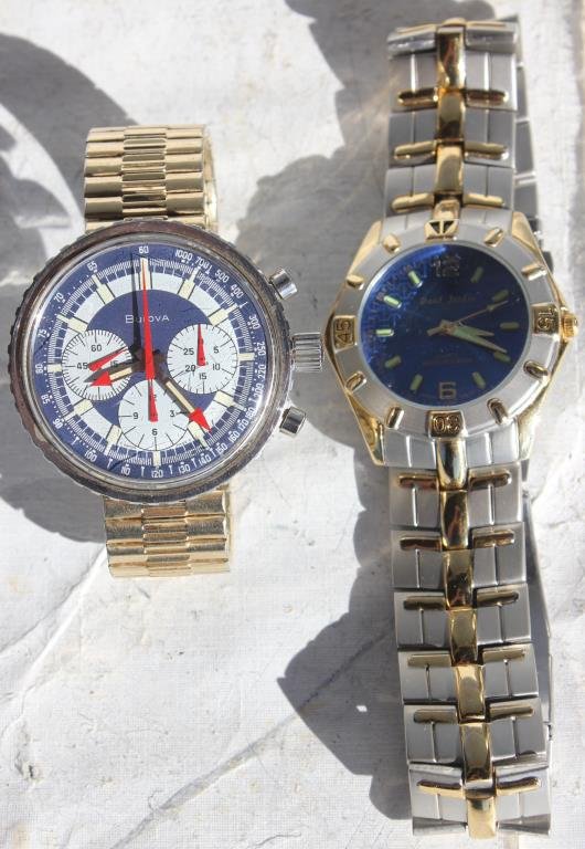 2 MEN'S WATCHES, PAUL JARDEN QUARTZ: MOVEMENT AND BULOVA CHRONOMETER? IN WORKING CONDITION. JARDEN PROBABLY NEEDS BATTERY.