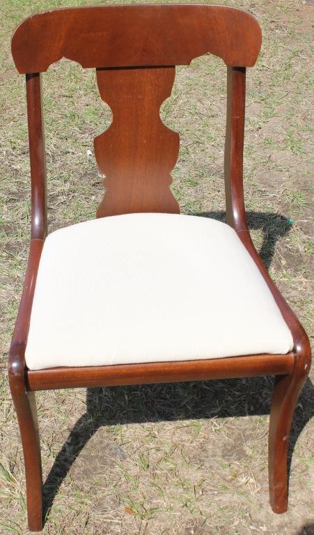 CUSTOM MAHOGANY DUNCAN PHYFE STYLE SIDE CHAIR,: WITH LYRE BACK, 33 1/2" H