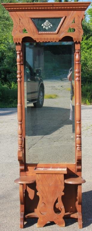 19TH C. CHERRY PIER MIRROR WITH INSET (1 of 1)