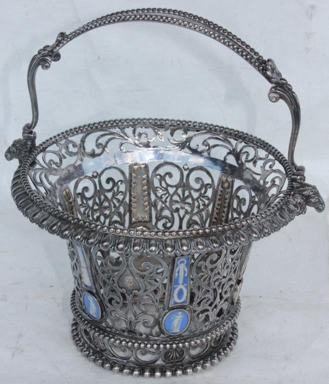19TH C. ENGLISH OPEN WORK SILVER BASKET, (1 of 1)