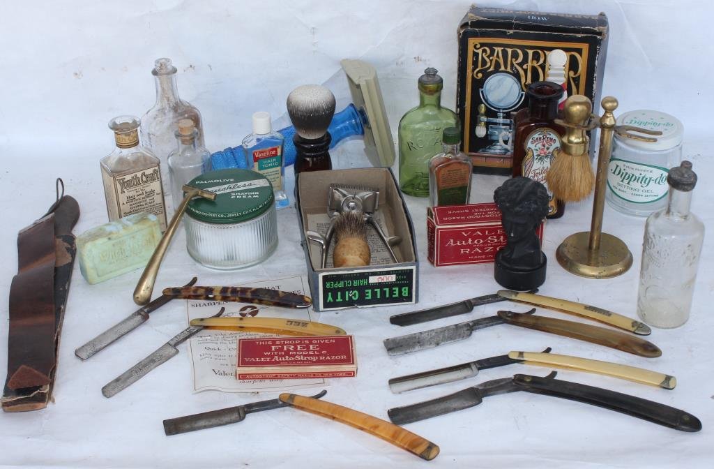 COLLECTION OF BARBER & RELATED ITEMS, (1 of 3)